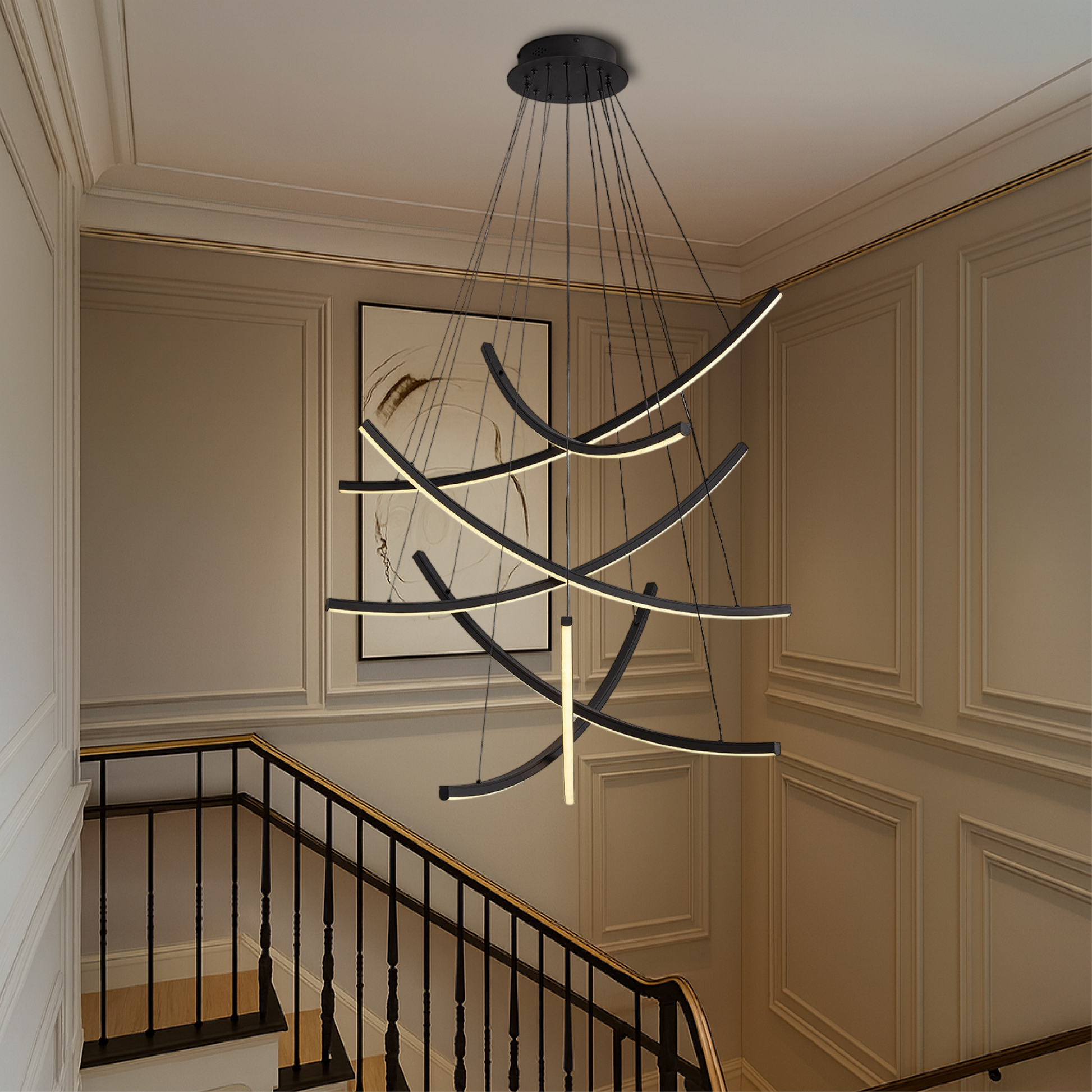 Lustre d'Escalier Scandinave | Design Minimaliste et Éclairant