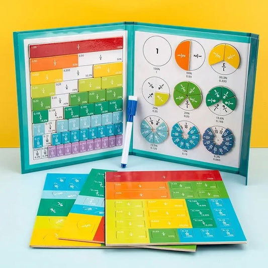MagniLearn Ensemble de disques de fractions | Outil d'apprentissage magnétique des mathématiques | Ensemble de fractions et décimales | Matériel pédagogique pour l'enseignement