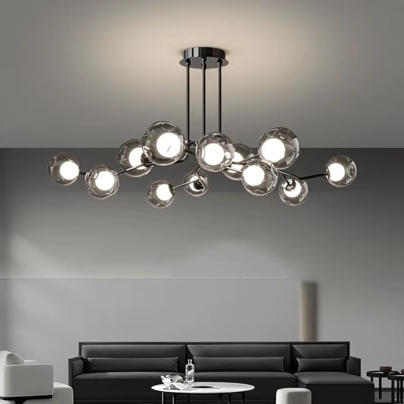 Lampe de Plafond en Verre Fumé | Élégance Contemporaine et Chaleur Atmosphérique