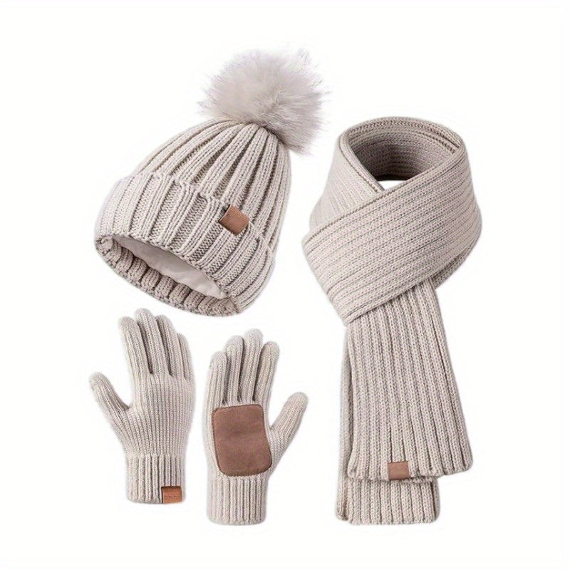 Ensemble d'accessoires d'hiver 3-en-1 | Chapeau, écharpe et gants confortables