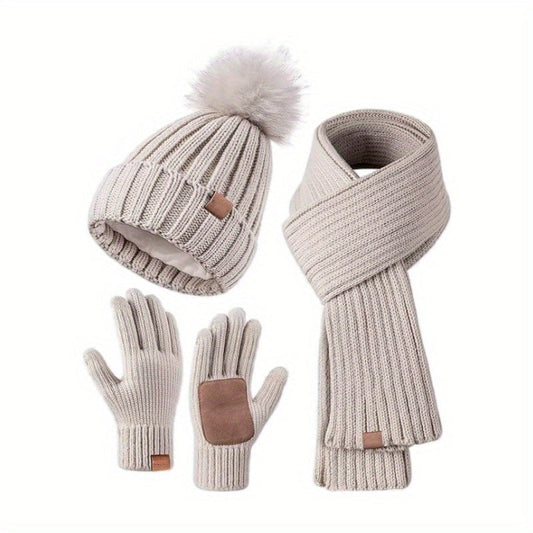 Ensemble d'accessoires d'hiver 3-en-1 | Chapeau, écharpe et gants confortables
