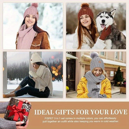 Ensemble d'accessoires d'hiver 3-en-1 | Chapeau, écharpe et gants confortables