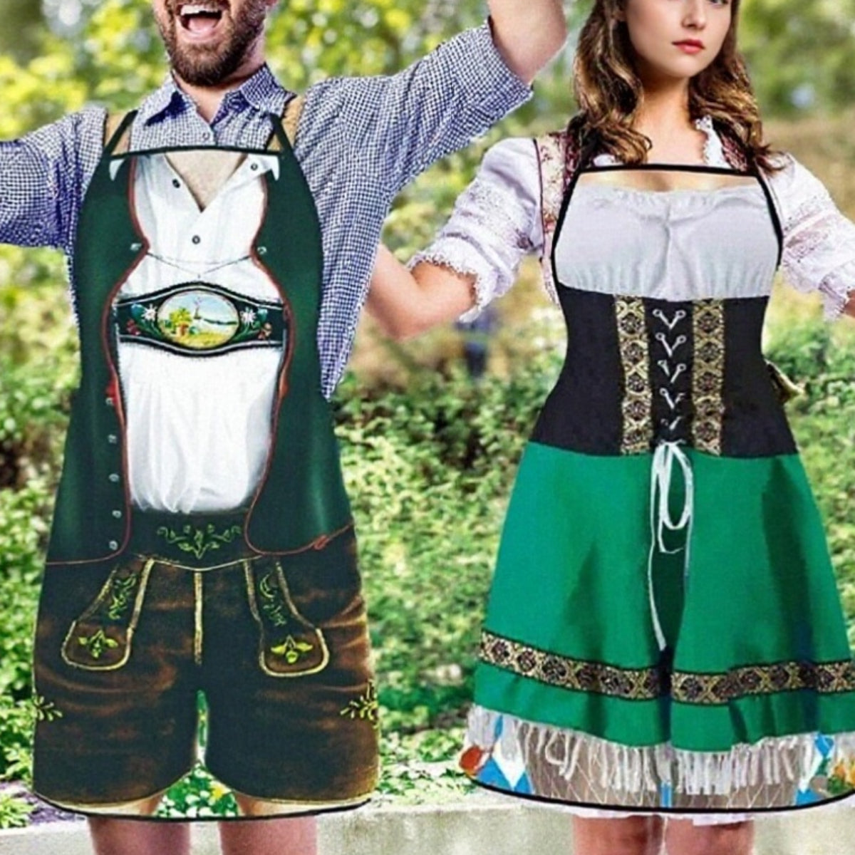 Tabliers Oktoberfest Amusants pour Couples | Look Traditionnel et Humoristique