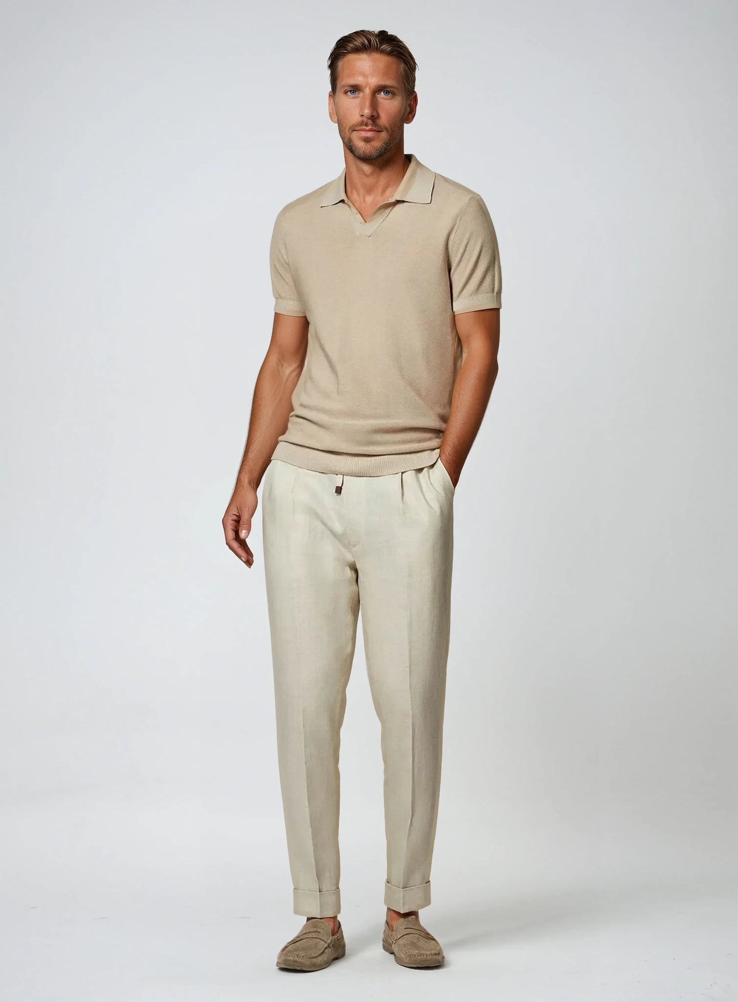 Pantalons en Lin Beige pour Hommes | Confort Léger et Polyvalent