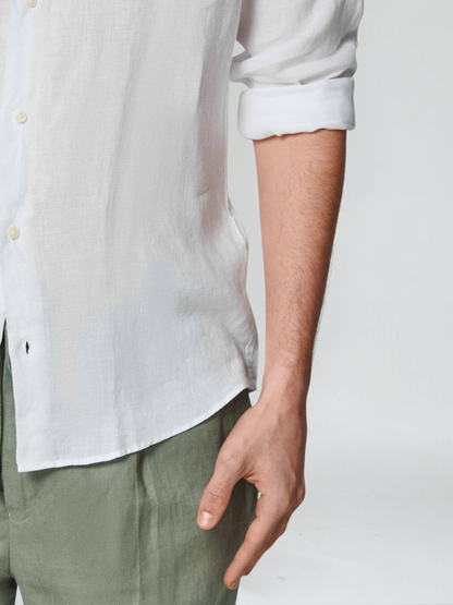 Chemise en Lin Blanc Décontractée | Style Élégant et Confort Respirant