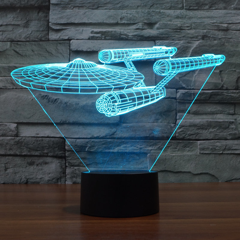 Lampe LED Vaisseau Spatial 3D | Illusion Optique et Éclairage Multicolore