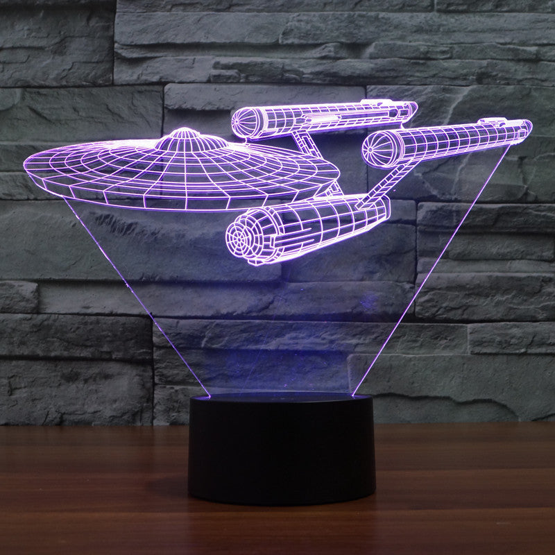 Lampe LED Vaisseau Spatial 3D | Illusion Optique et Éclairage Multicolore