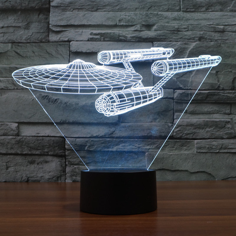 Lampe LED Vaisseau Spatial 3D | Illusion Optique et Éclairage Multicolore