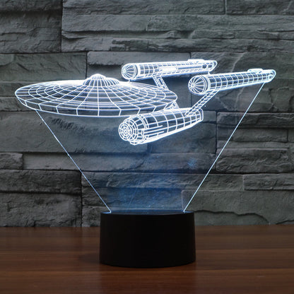 Lampe LED Vaisseau Spatial 3D | Illusion Optique et Éclairage Multicolore