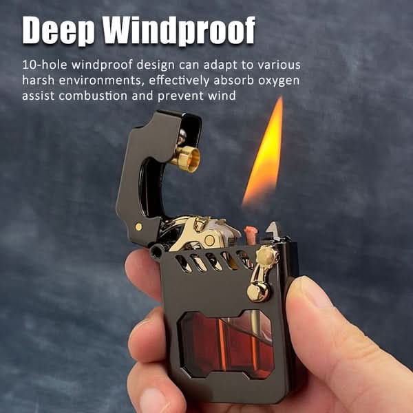 Briquet Résistant au Vent | Mécanisme Élégant pour Aventures Extérieures