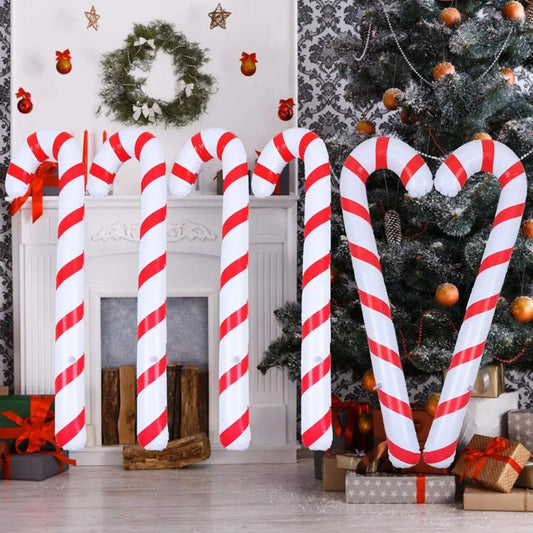 Cannes de Noël Gonflables | Ensemble de 4 Décorations Colorées