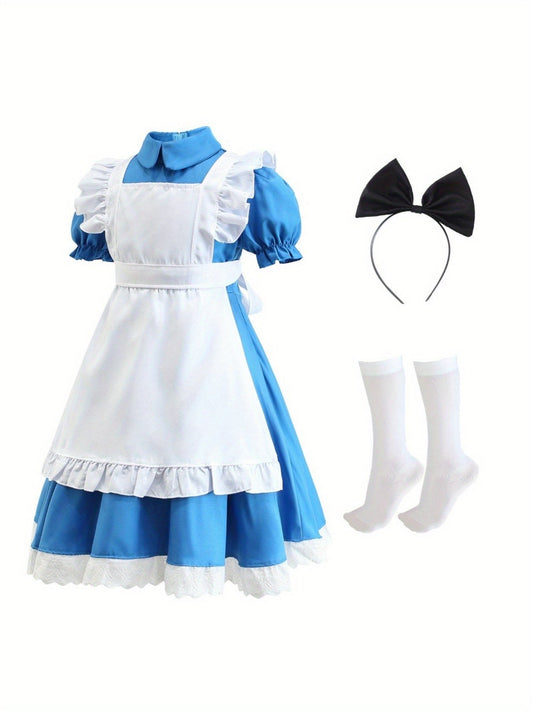 Robe de Costume d'Halloween pour Filles | Ensemble Complet avec Manches Bouffantes