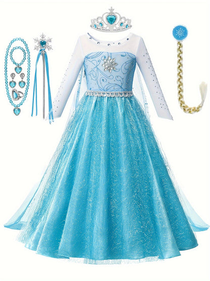 Robe de Princesse Halloween Glitter | Confortable et Éblouissante à Manches Longues