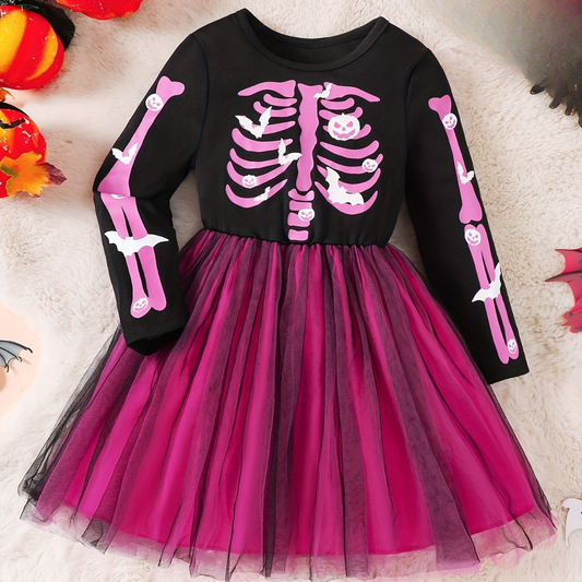 Robe de Costume Squelette pour Filles | Confortable et Festive pour Halloween