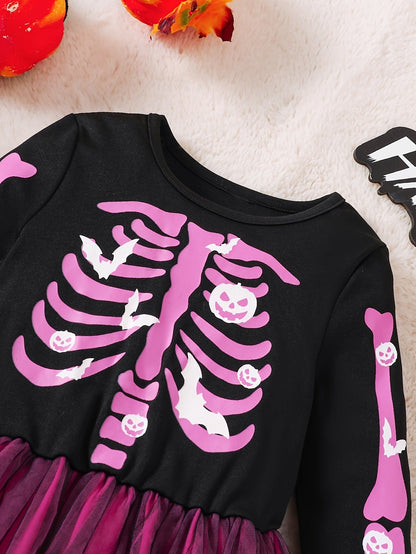 Robe de Costume Squelette pour Filles | Confortable et Festive pour Halloween
