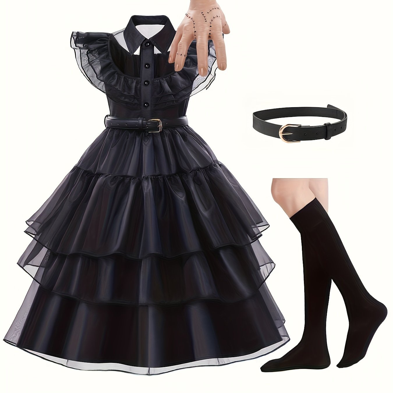 Robe d'Halloween Gothique pour Filles | Costume Complet avec Accessoires Effrayants