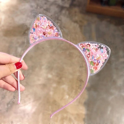 Bandeau Pailleté Oreilles de Chat | Accessoire Glamour pour Fêtes et Occasions Spéciales
