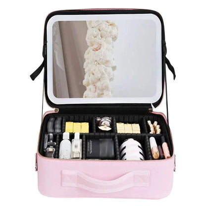 Trousse de Maquillage Portable avec Miroir LED | Compacte et Pratique pour Voyager