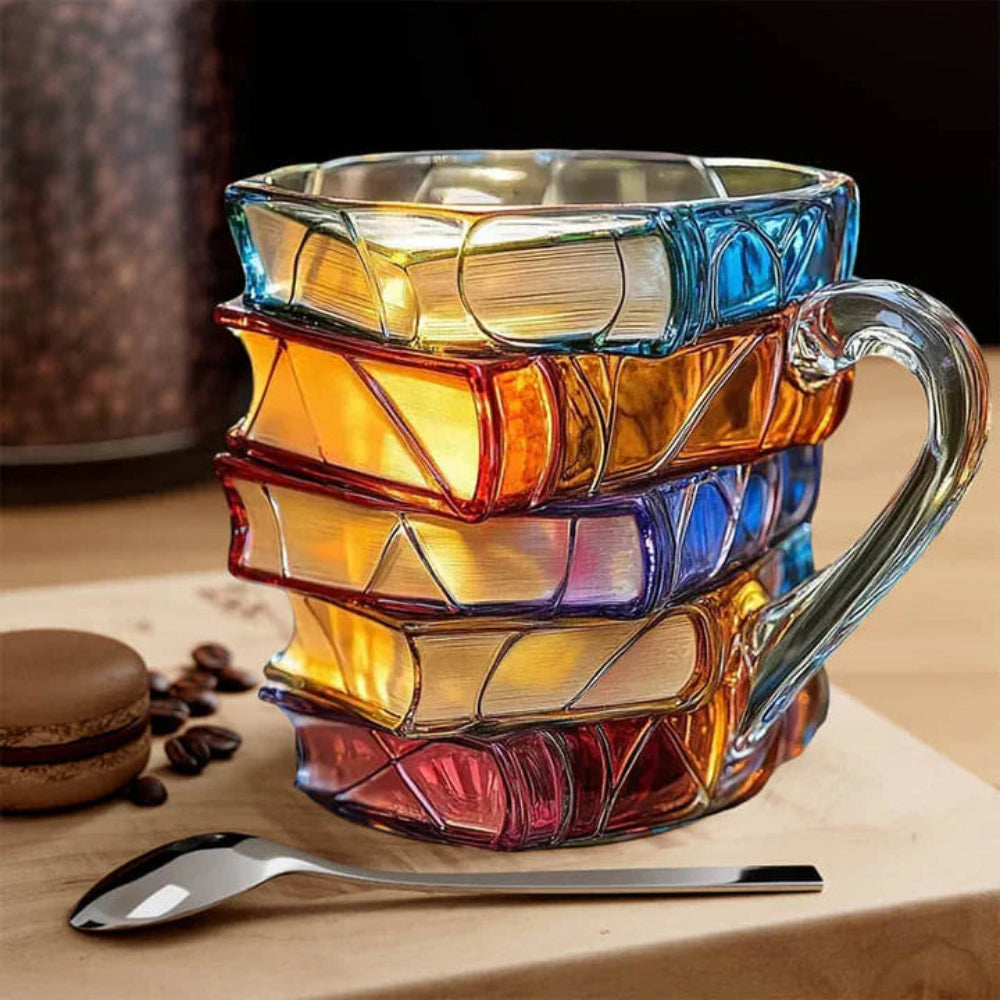 Tasse à Café en Verre Design Livre | Cadeau Idéal pour Amateurs de Littérature