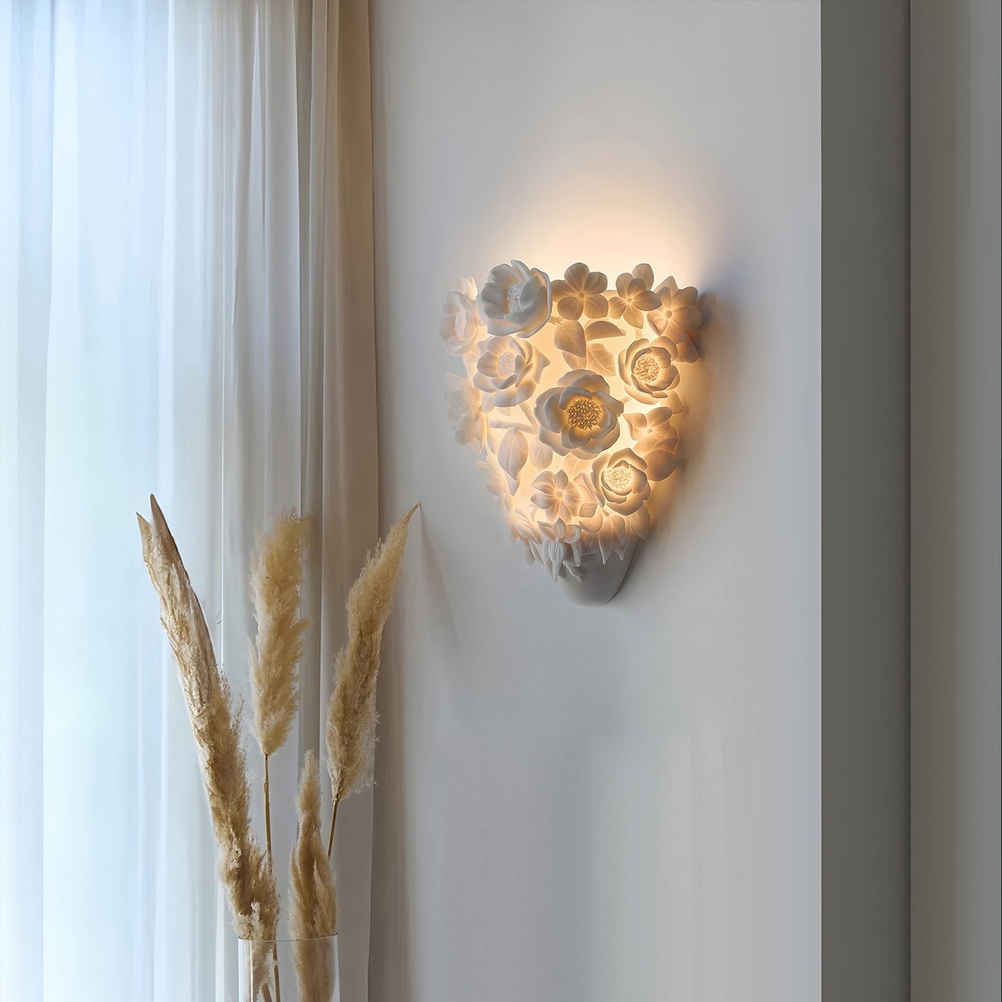 Applique Murale en Céramique | Élégance Florale et Ambiance Chaleureuse