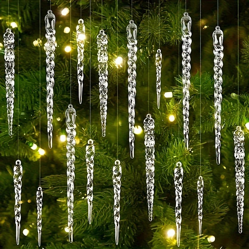 Ornements en Cristal de Glaçon | Décoration Éclatante pour Sapins de Noël