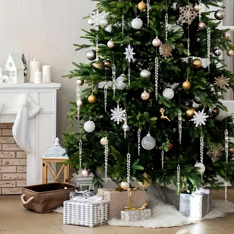 Ornements en Cristal de Glaçon | Décoration Éclatante pour Sapins de Noël