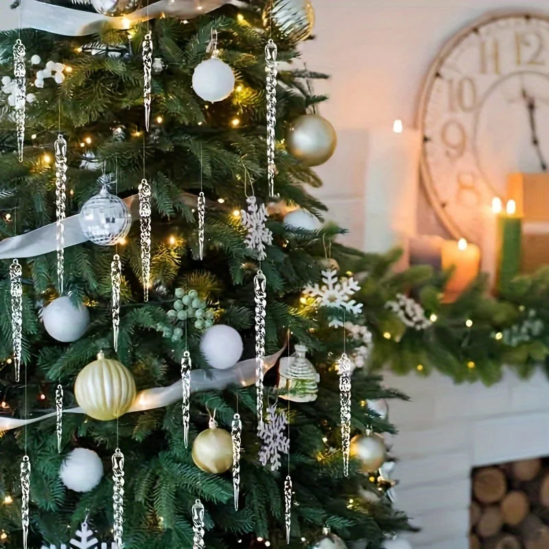 Ornements en Cristal de Glaçon | Décoration Éclatante pour Sapins de Noël