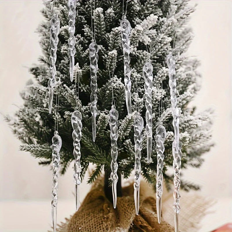 Ornements en Cristal de Glaçon | Décoration Éclatante pour Sapins de Noël