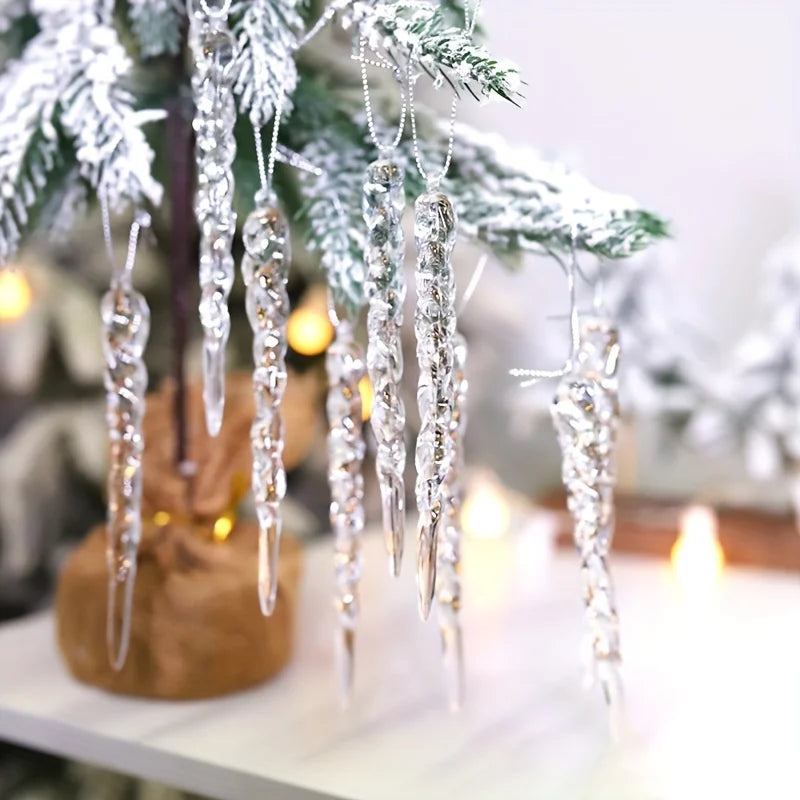 Ornements en Cristal de Glaçon | Décoration Éclatante pour Sapins de Noël