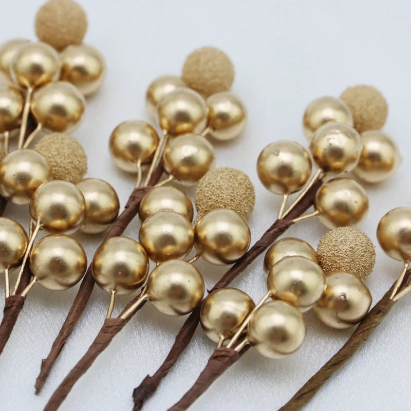 Baies Yangmei de Luxe pour Décoration | Ensemble Élégant de 10 Baies Dorées