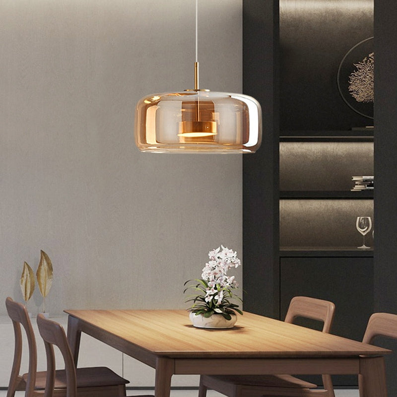 Suspension LED en Verre Rétro | Lueur Chaleureuse et Accueillante