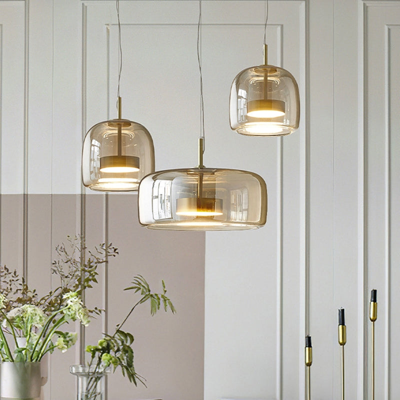 Suspension LED en Verre Rétro | Lueur Chaleureuse et Accueillante
