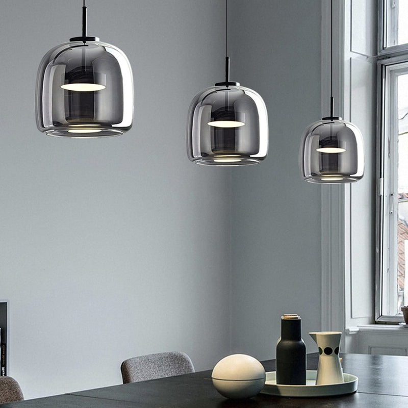 Suspension LED en Verre Rétro | Lueur Chaleureuse et Accueillante