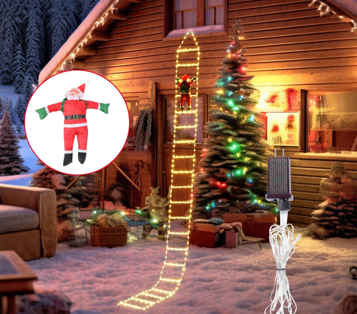 Guirlande de Noël Santa | Éclairage LED Élégant et Magique