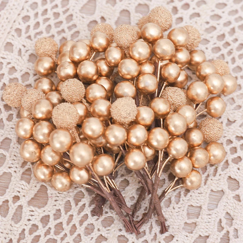 Décorations d'Arbre de Noël Dorées | Ensemble Luxueux de 10 Bouquets