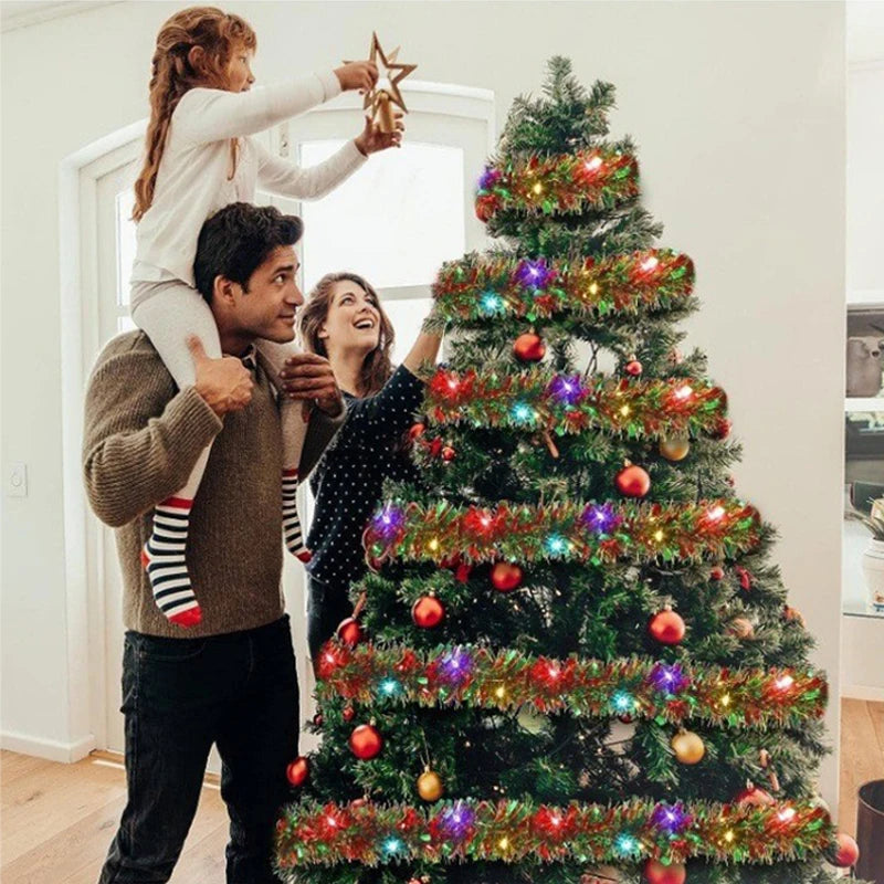 Guirlande de Noël Luxe avec Lumières LED | Éclat Métallique et Ambiance Chaleureuse