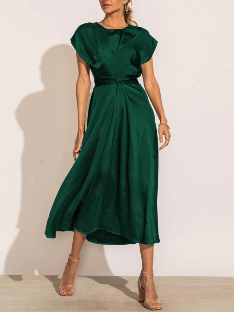 Robe Midi Élégante pour Soirées | Tissu Satiné et Coupe Flatteuse