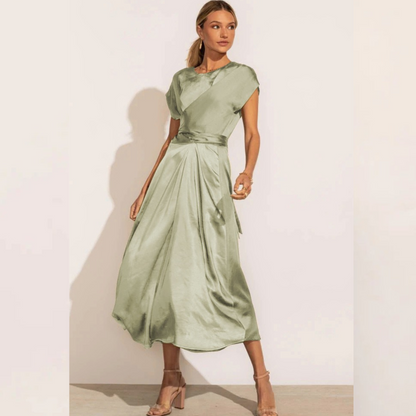 Robe Midi Élégante pour Soirées | Tissu Satiné et Coupe Flatteuse