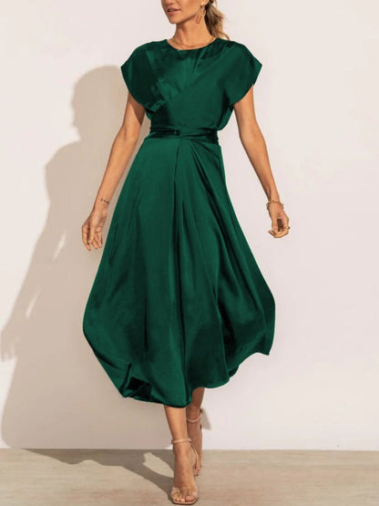 Robe Midi Élégante pour Soirées | Tissu Satiné et Coupe Flatteuse