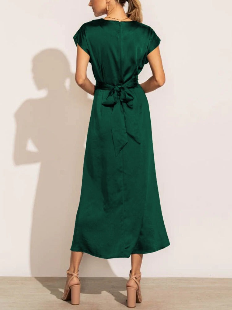 Robe Midi Élégante pour Soirées | Tissu Satiné et Coupe Flatteuse