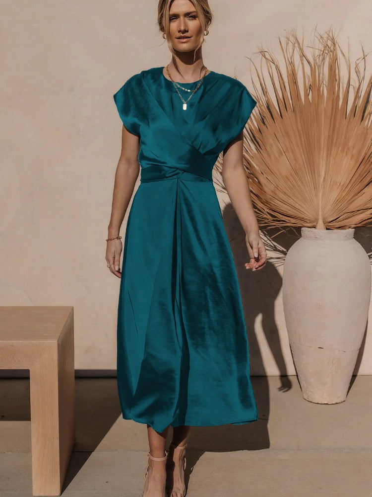 Robe Midi Élégante pour Soirées | Tissu Satiné et Coupe Flatteuse