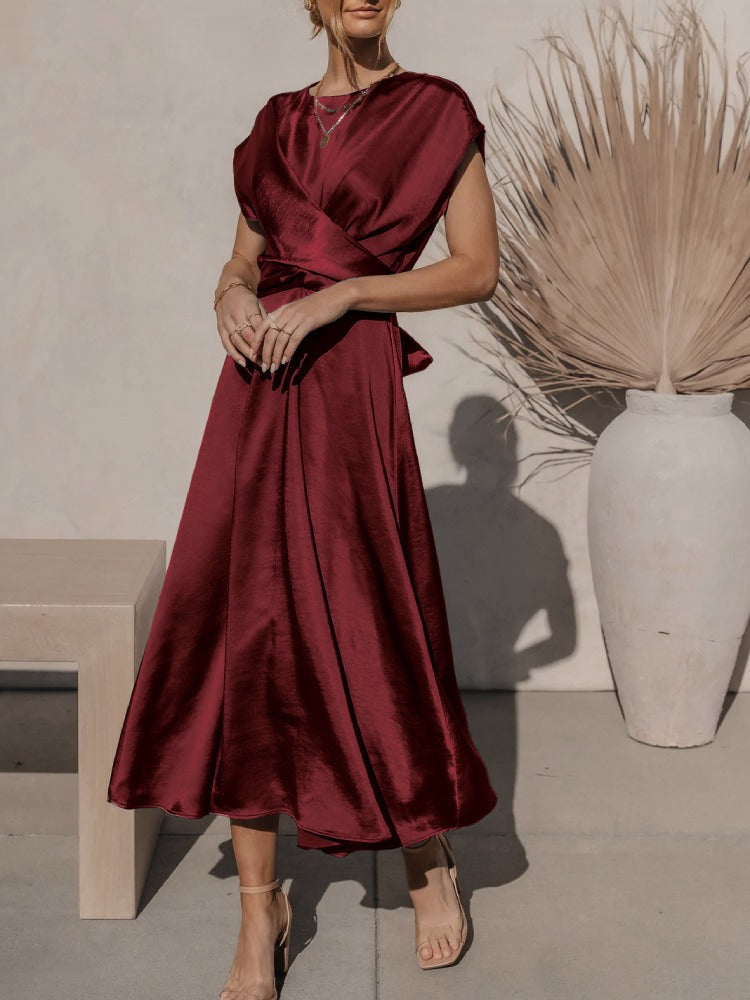 Robe Midi Élégante pour Soirées | Tissu Satiné et Coupe Flatteuse