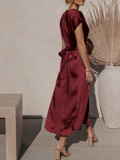 Robe Midi Élégante pour Soirées | Tissu Satiné et Coupe Flatteuse