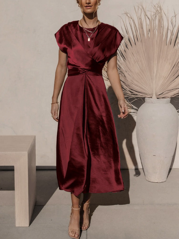 Robe Midi Élégante pour Soirées | Tissu Satiné et Coupe Flatteuse