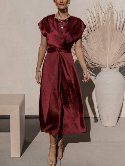 Robe Midi Élégante pour Soirées | Tissu Satiné et Coupe Flatteuse