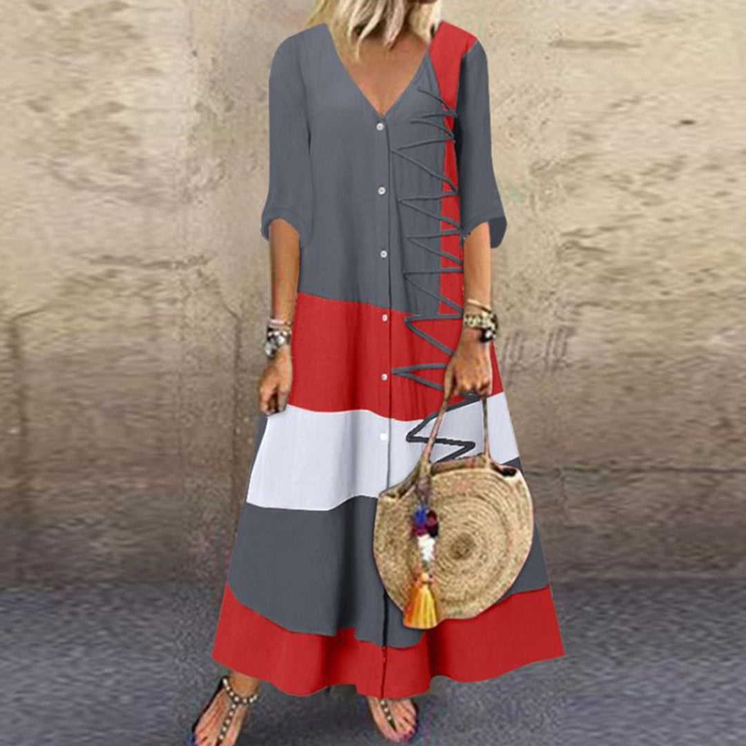 Robe Longue à Rayures pour Femmes | Élégante et Confortable pour Événements