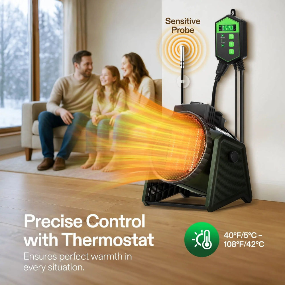 Chauffage Électrique pour Serre | Thermostat Réglable et Sûr