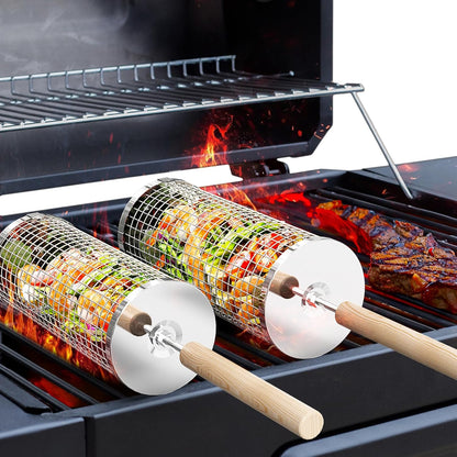 Panier de Grill en Acier Inoxydable | Poignées Amovibles et Rangement Économique