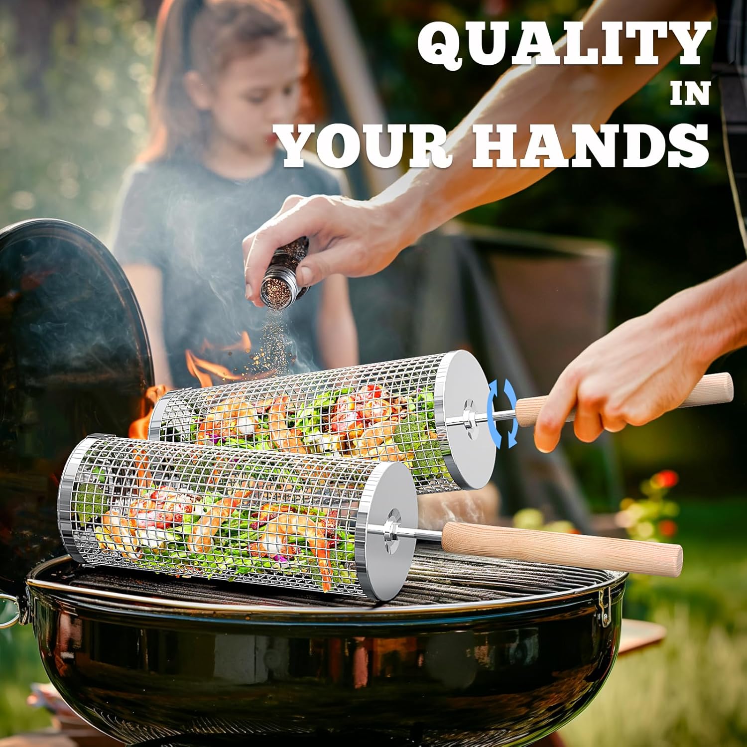 Panier de Grill en Acier Inoxydable | Poignées Amovibles et Rangement Économique
