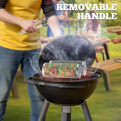 Panier de Grill en Acier Inoxydable | Poignées Amovibles et Rangement Économique